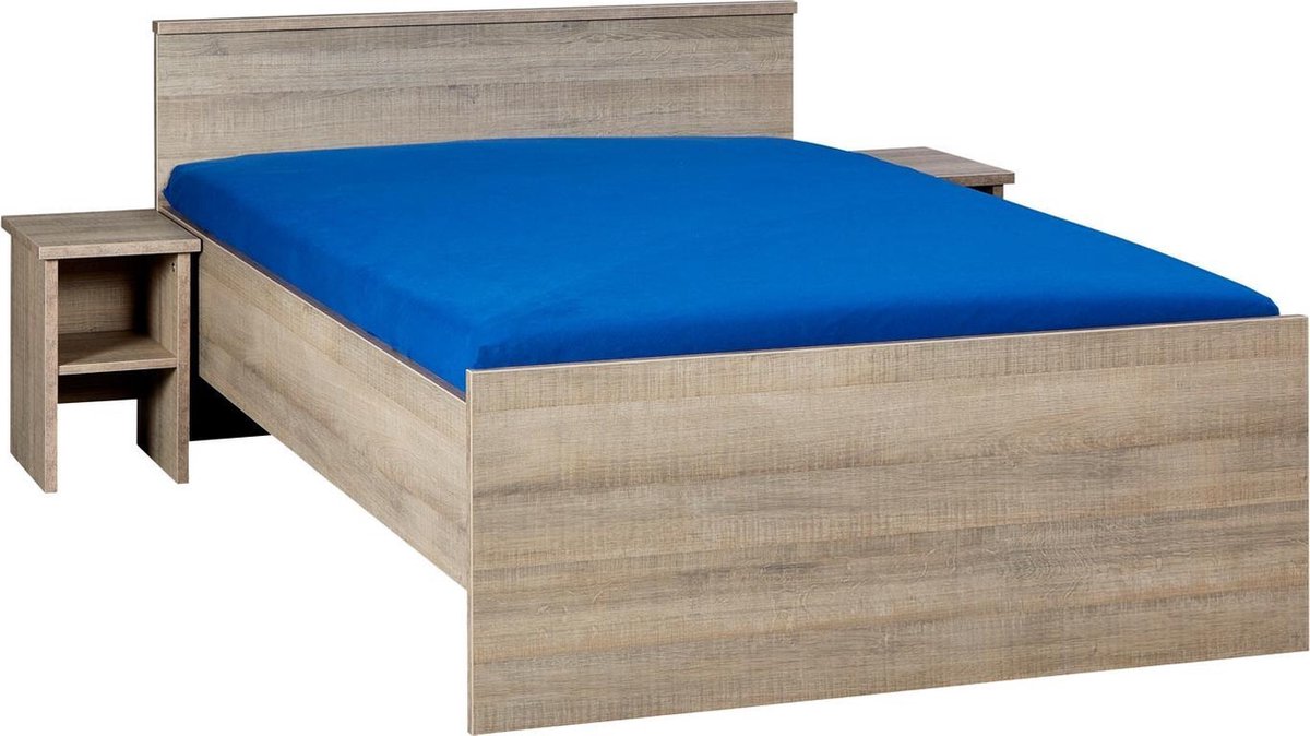 BEUK Bedframe 140X200 cm - Incl. Middenbalk - Donker Grijs Hout - Bavel