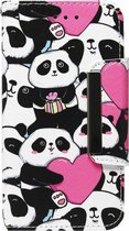 ADEL Kunstleren Book Case Pasjes Hoesje voor Samsung Galaxy J5 (2017) - Panda Hartjes