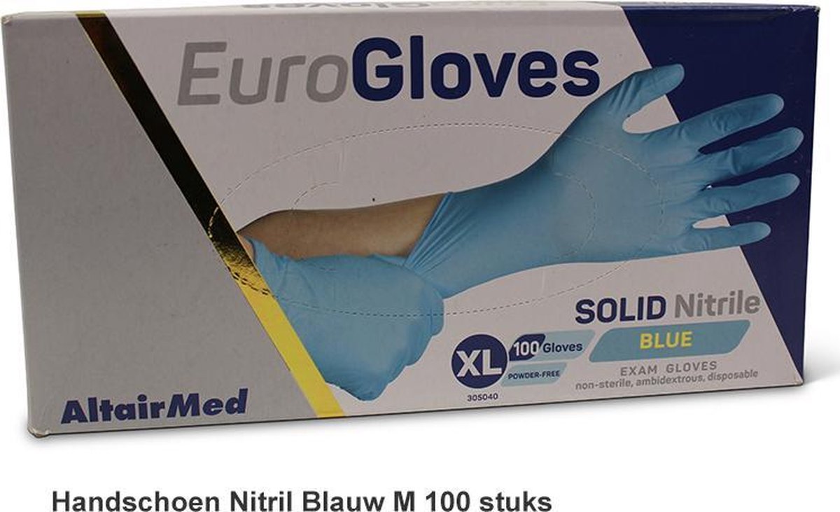 Handschoen Wegwerp Nitril Blauw 100 stuks Maat M | bol.com