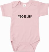 Baby Rompertje #DOESLIEF | Korte mouw 74/80 Licht roze