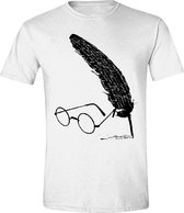 Harry Potter - Feather and Glasses Heren T-Shirt - Wit - XXL