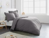 100% katoen dekbedovertrekset 240x220 cm + 2 slopen 65x65 cm GRIJS - EFFEN (met flessenhals instopstrook)