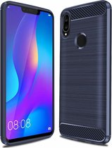 Ntech Soft Brushed TPU Hoesje Geschikt voor Huawei P Smart Plus (2018) - Donker Blauw