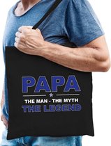 Papa the man the myth the legend katoenen tas zwart voor heren - Vaderdag / verjaardag - kado /  tasje / shopper