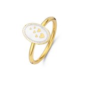 CO88 Collection Majestic 8CR 10016 52 Stalen ring - Maat 52 - Emaille Wit - Goudkleurig