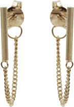 Karma oorbel Chain Tubes Round Silver Goldplated-M1809