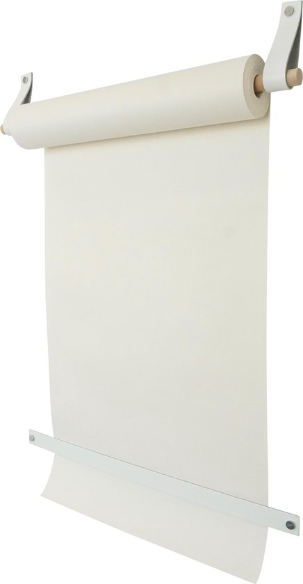 Rouleau de dessin - aux boucles d'apprentissage | BLANC (rouleau de papier: blanc, support de rouleau: bois rond)
