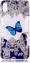 GadgetBay iPhone X XS TPU hoesje Transparant - Blauw Wit