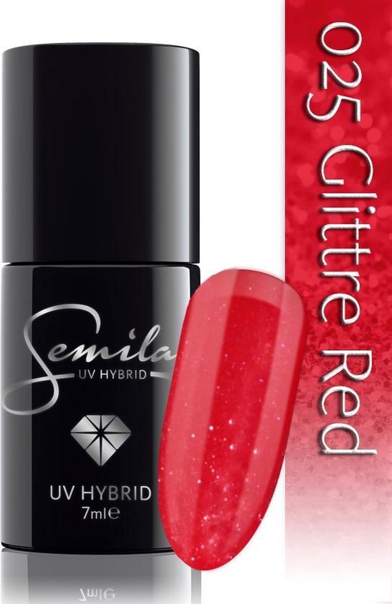 025 UV Hybrid Semilac Glitter Red 7 ml.