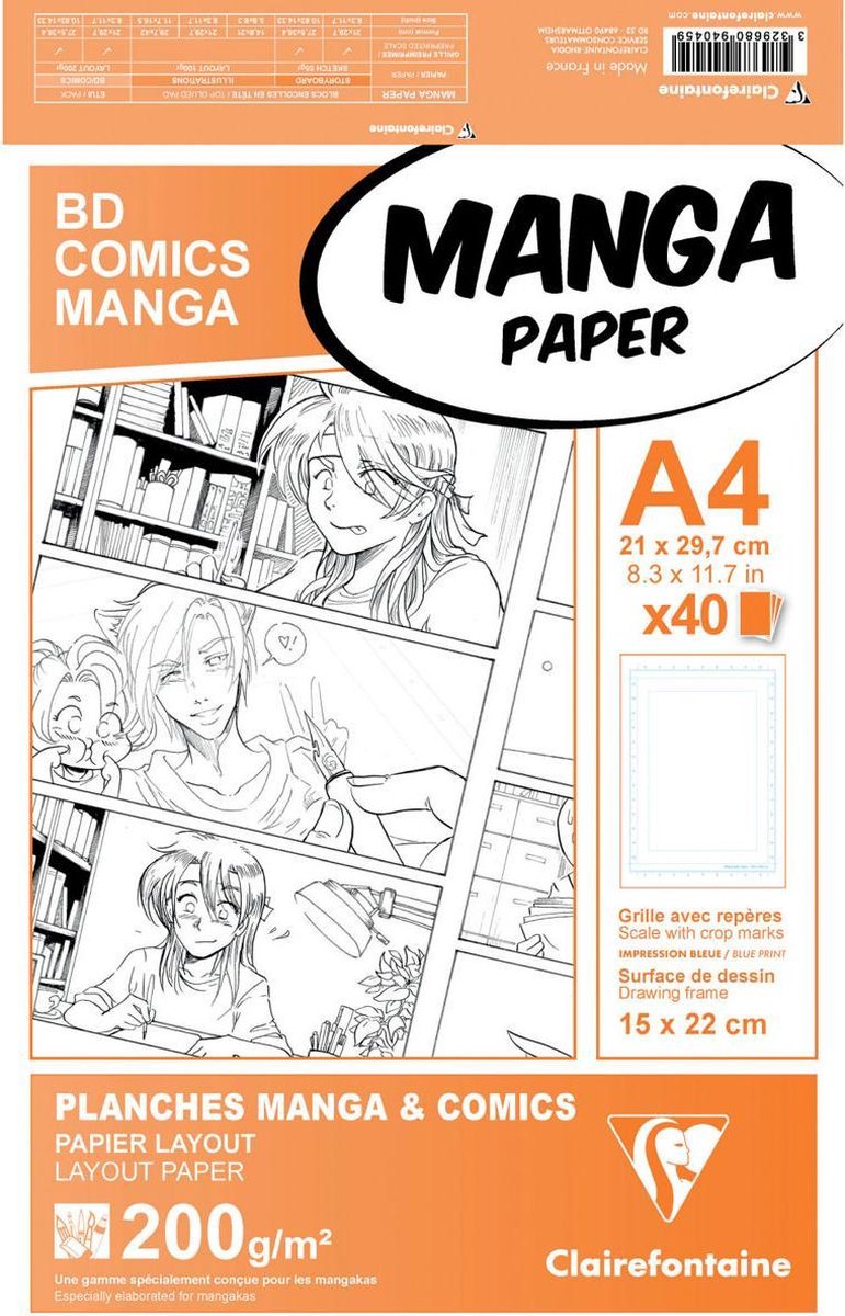 Papier Manga Clairefontaine A4 - 40 feuilles - Division 1 pli | bol.com