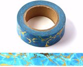Washi tape met blauwe marmer en gold foiling | 15mm x 10m