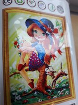 Denza - Diamond painting meisje met rood haar en hoed 40 x 50 direct leverbaar