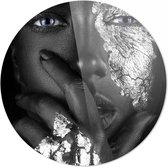 Black Silver Face | Eric Kuster Style | 40 x 40 CM | Wanddecoratie | Schilderij | 5 mm dik plexiglas muurcirckel