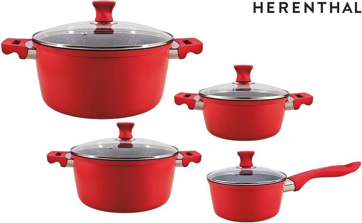 Herenthal Premium 8 delige pannenset Rood