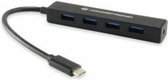 Conceptronic CTC4USB3 USB Hub [USB 3.1 Gen 2, Type-C, USB 3.1 Gen1 Type-A, 5 Gbps, 0.15 m, Black]
