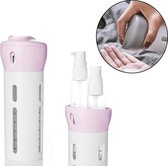 Spray Flesje Badkamer Organizer 4 in 1 - Navulbare Doseerfles Toilettas Dames - Lege Sprayfles - Reisflesjes - Verstuiver -  Sprayflacon -  Vloeistof Dispenser met Pomp - Zeep, Shampoo, Creme