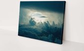 Wolken | 60 x 40 CM | Canvasdoek voor buiten | Schilderij | Outdoor | Tuindoek