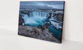 Waterval winters landschap | 30  x 20 CM | Canvasdoek voor buiten | Schilderij | Outdoor | Tuindoek