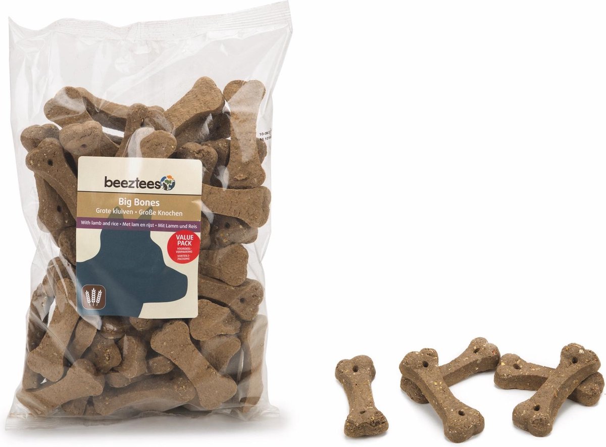 Beeztees grote kluif lam rijst voordeelverpakking - hondensnack - 1 kilo