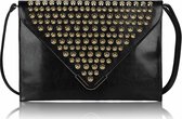 Borsettas Studded Dames Clutch Slim - Zwart