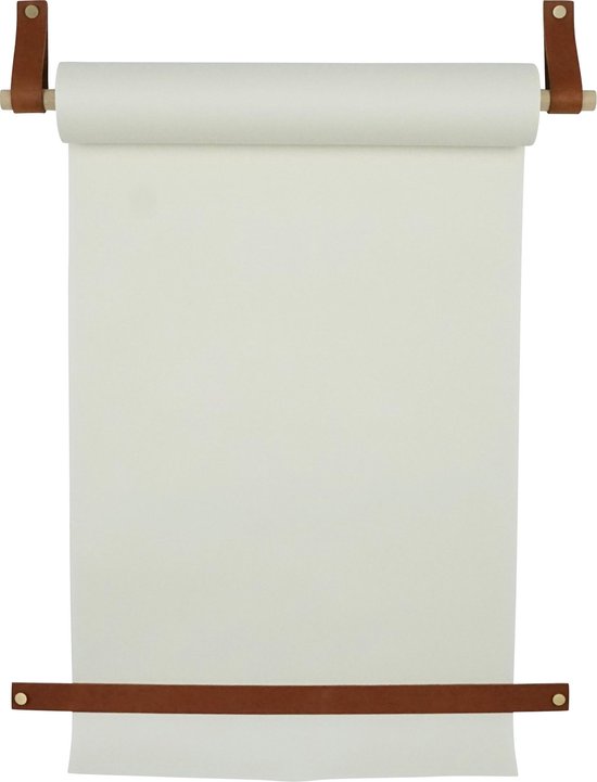 Rouleau de dessin - aux boucles d'apprentissage | COGNAC (Rouleau de papier: blanc, Support de rouleau: bois rond)