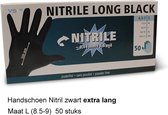 Handschoen wegwerp Nitril Zwart extra lang 50st L
