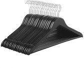 Set van 20 Zwart Houten Kledinghangers - Hangers met Antislip - 360° draaibaar - Zwart