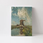 Een molen aan de Poldervaart  | 40 x 60 CM | Canvasdoek voor buiten | Schilderij | Outdoor | Tuindoek