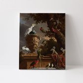 De Menageri - Melchior d'Hondecoeter | 40 x 60 CM | Canvasdoek voor buiten | Schilderij | Outdoor | Tuindoek
