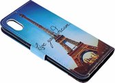 Eiffeltoren & Quote Booktype Hoesje iPhone X / Xs