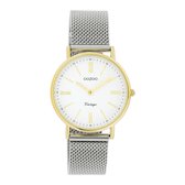 OOZOO Vintage series - Gouden horloge met zilveren metalen mesh armband - C20123 - Ø32