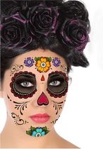 ATOSA - Veelkleurige Dia de los Muertos gezicht tatoeage