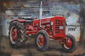 Schilderij Metaal 3D Tractor, Rood, Red 120x80