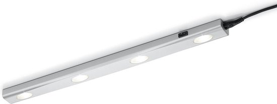 LED Keukenkast Verlichting - Trion Arigany - 4W - Koppelbaar - Warm Wit 3000K - 4-lichts - Rechthoek - Mat Grijs