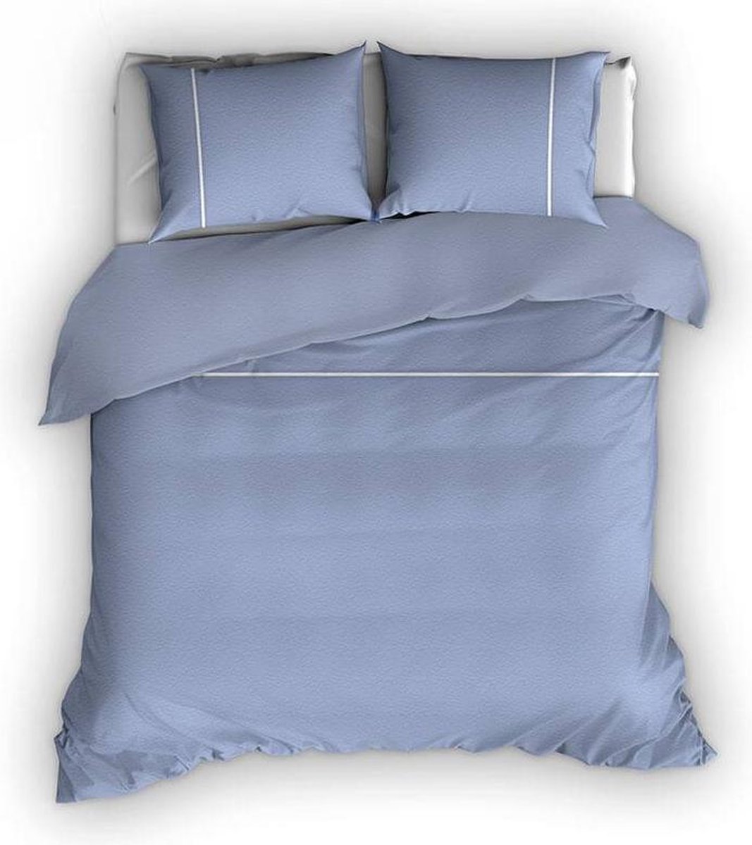 Romanette Duchesse flanel dekbedovertrek - Blue/Wit - 2-persoons (200x200/220 cm + 2 slopen)