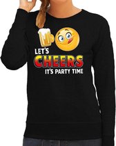 Funny emoticon sweater Cheers its party time zwart dames XS