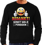 Funny emoticon sweater Bedankt geniet van je pensioen zwart here L (52)