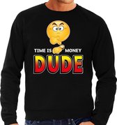 Funny emoticon sweater Time is money dude zwart heren XL (54)