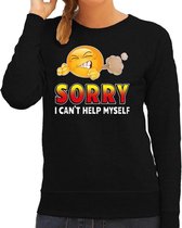 Funny emoticon sweater Sorry cant help myself zwart dames S