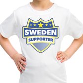 Zweden / Sweden schild supporter  t-shirt wit voor kinderen M (134-140)