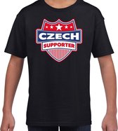 Tsjechie / Czech schild supporter  t-shirt zwart voor kinderen XL (158-164)