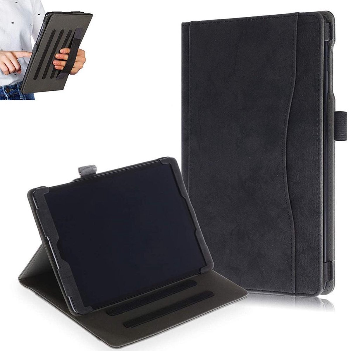 Book Cover Wallet Case - Geschikt voor Samsung Galaxy Tab A 10.1 (2019) Hoes - Zwart - PU Leer