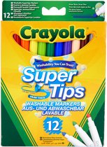 Crayola - Supertips - 12 Wasbare Viltstiften - Dunne en dikke lijnen