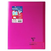 CLAIREFONTAINE - notitieboek met KOVERBOOK-steken - 24 x 32 - 96 pagina's Seyes - doorzichtige Polypro-cover - roze