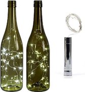 Fles Kurk lampjes 20 leds - Leuke terrasverlichting - warm wit 2 stuks - langere brandtijd!