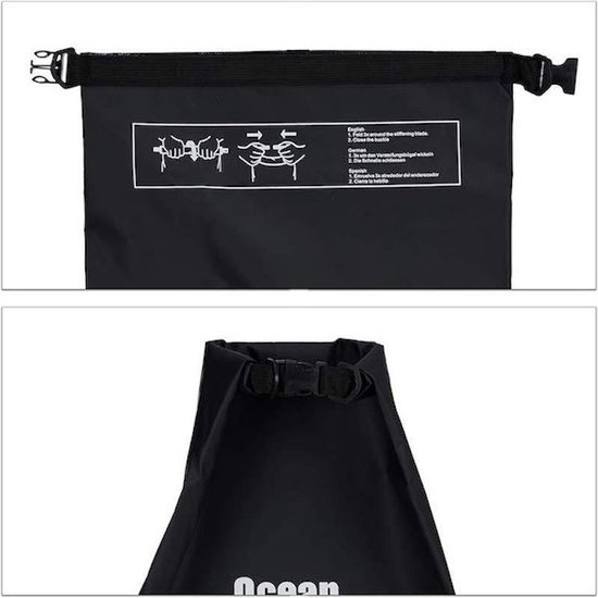 Oceaan Pack 10 Liter - Dry Bag - outdoor droogtas - zwart