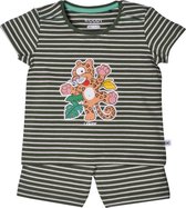 Woody – Pyjama Unisex – Donkergroen-Gebroken wit gestreept - Tijger - 201-3-PZA-Z/916 - maat 68