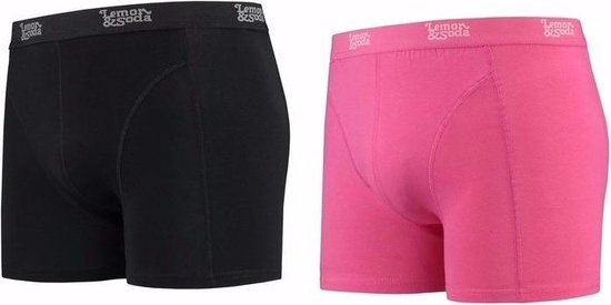 Lemon and Soda boxershorts 2-pak zwart en roze S
