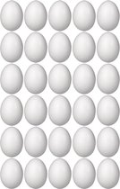 30x Piepschuim ei decoratie 8 cm hobby/knutselmateriaal - Knutselen DIY eieren beschilderen - Pasen thema paaseieren eitjes wit