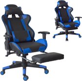 Gamestoel Thomas met voetsteun - bureaustoel racing gaming - ergonomisch - zwart blauw